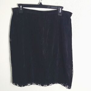 Saint Tropez Wear Black Skirt with Lace Overlay, Size 14